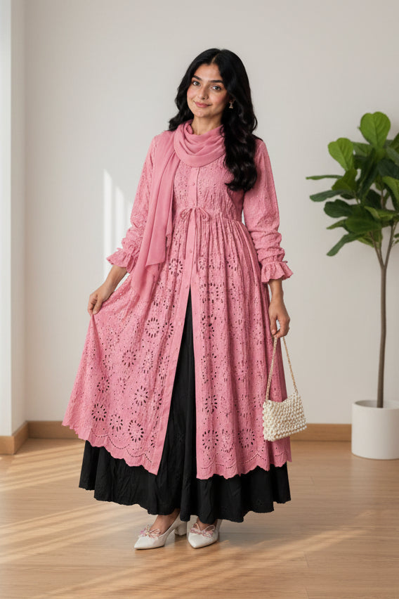 HACOBA BLOOM EYELET TOP & PANT SET