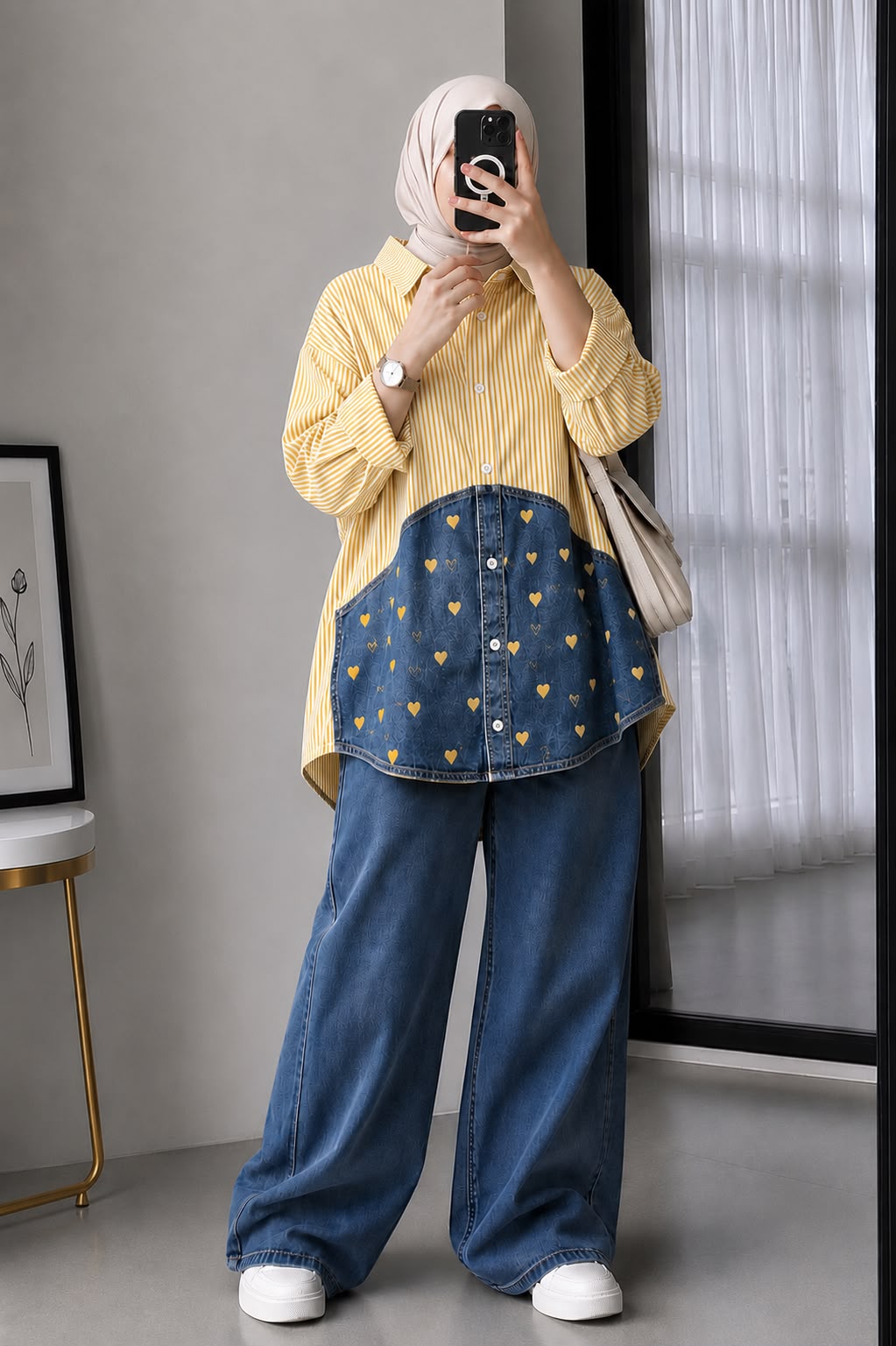 DENIM HEART PATCHWORK CO-ORD SET