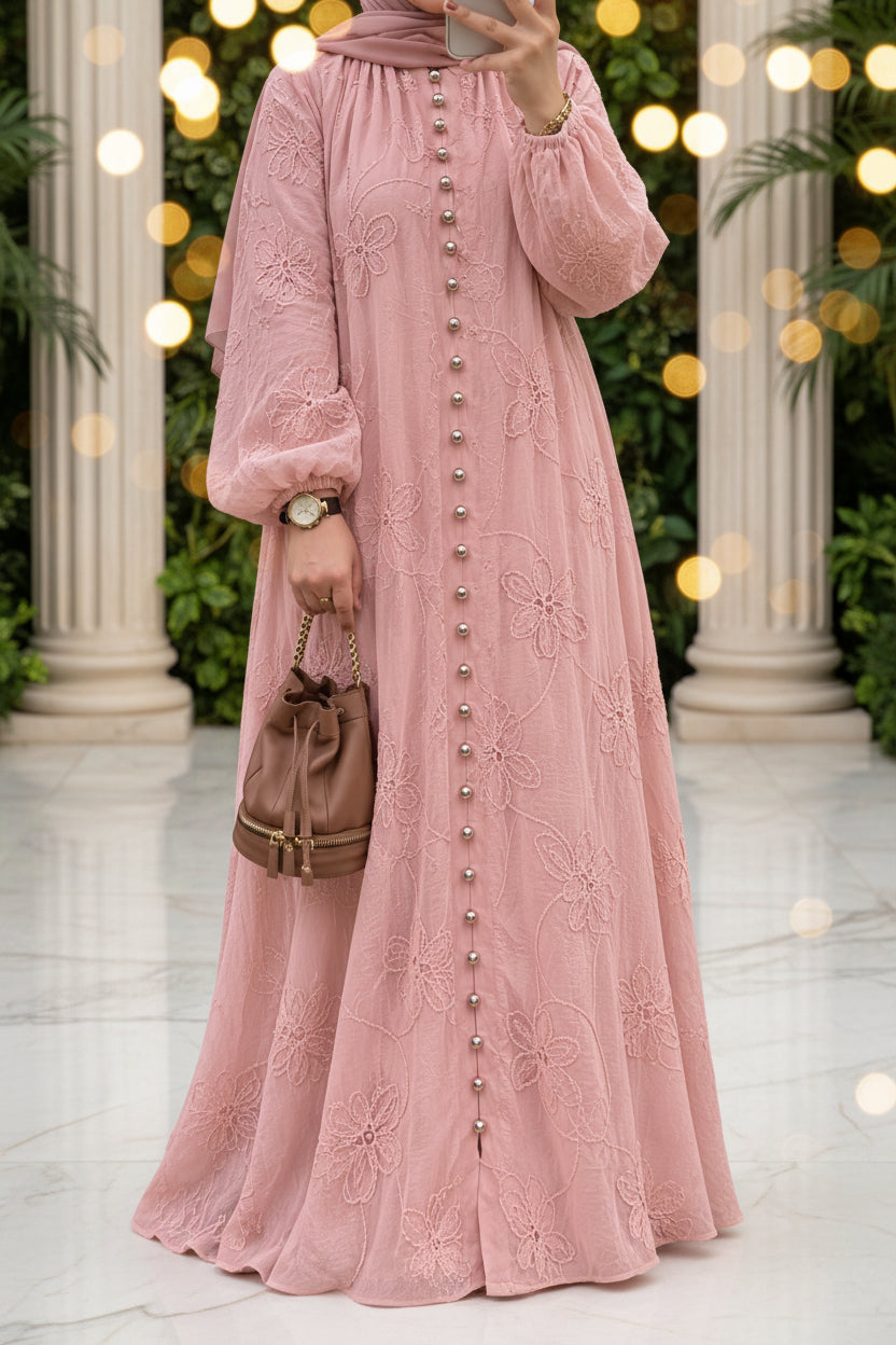 🌸 Hakoba Floral Beaded Maxi Dress