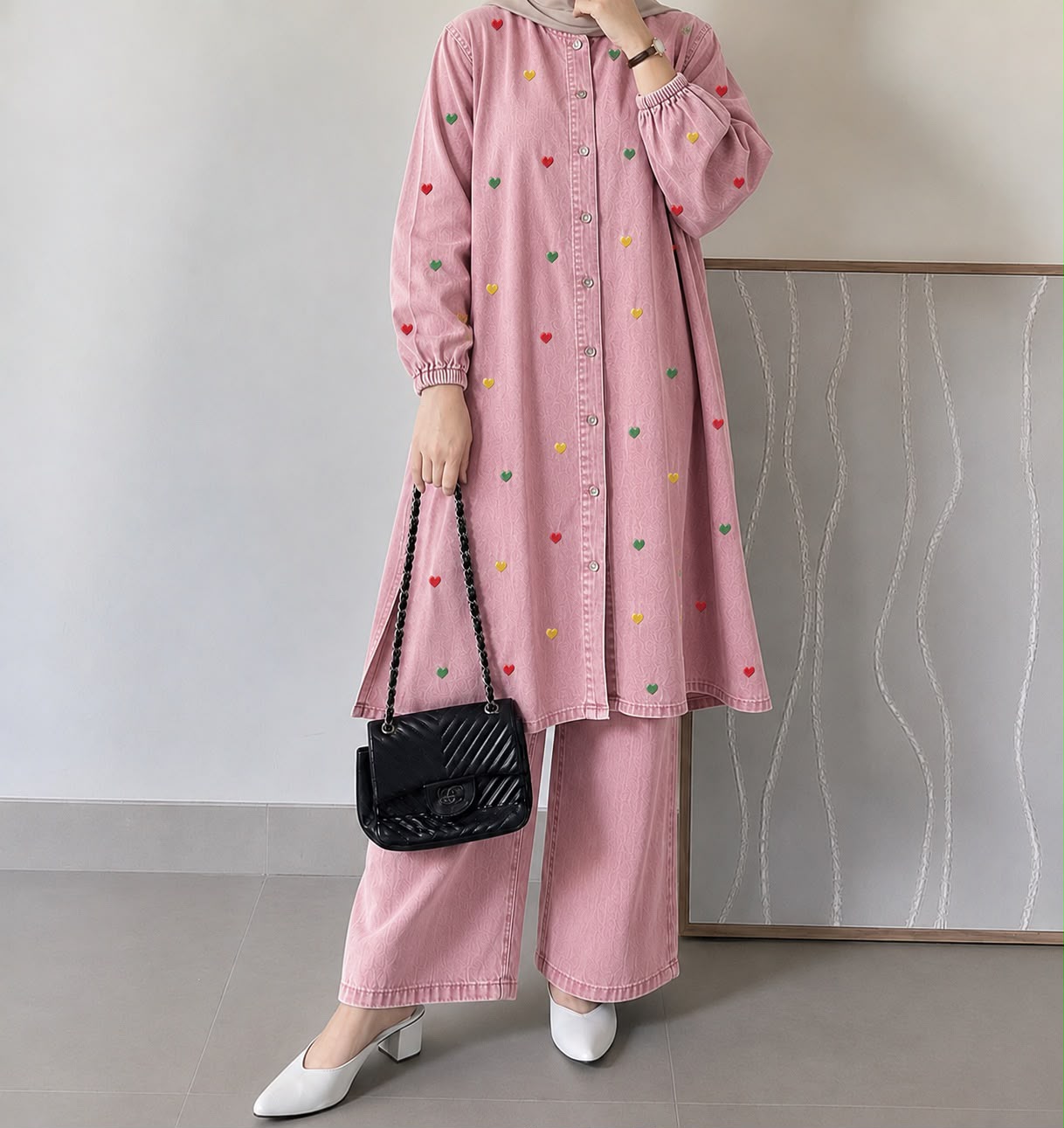 Denim Love Embroidery Co-Ord Set