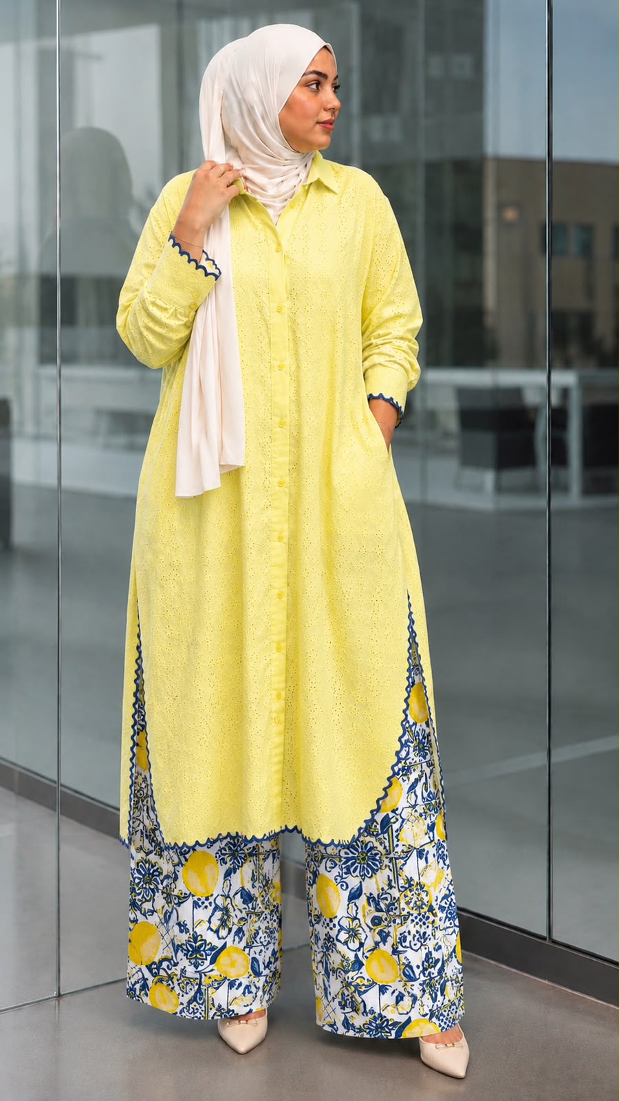 LEMON BLOOM EYELET CO-ORD SET