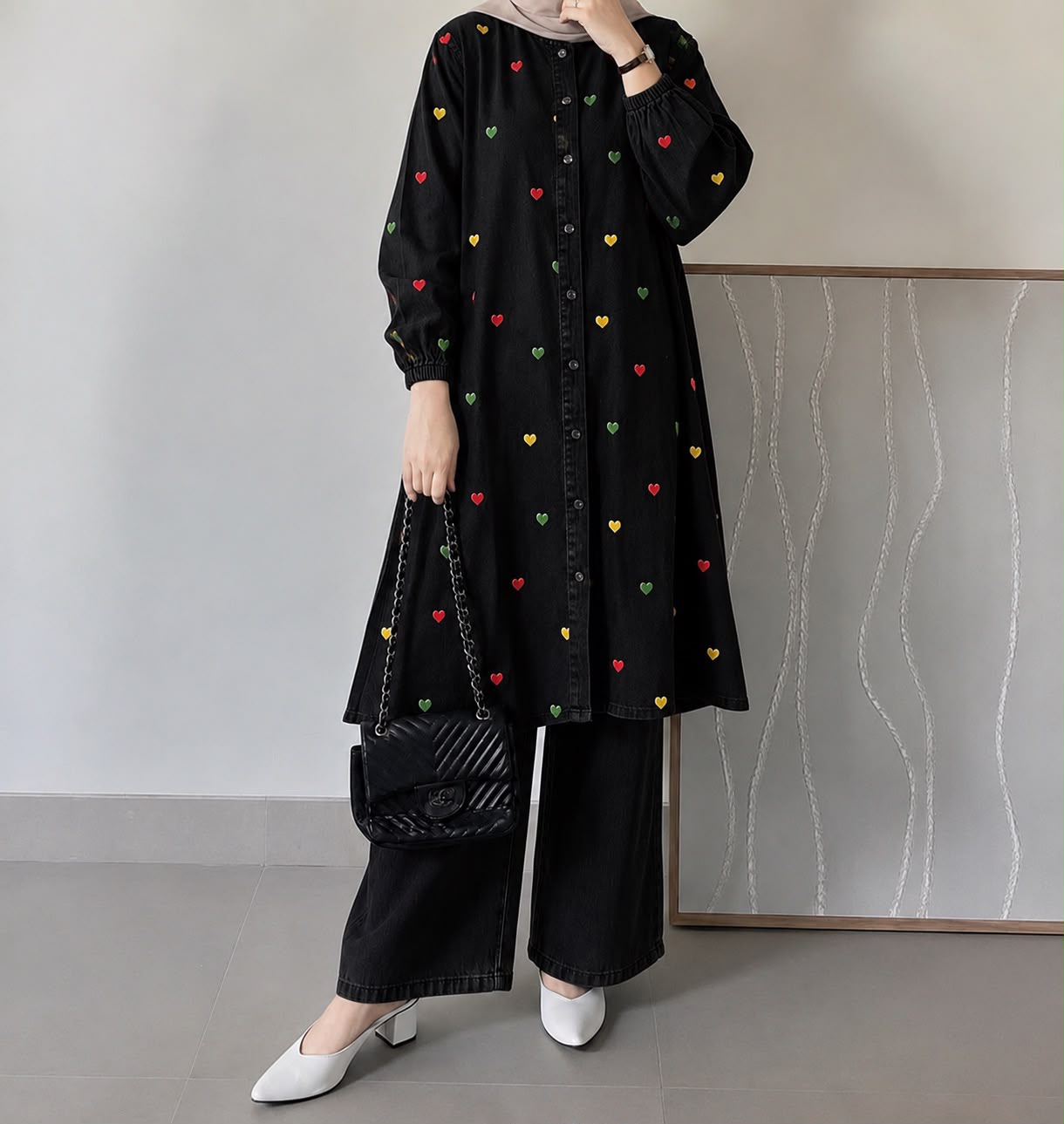 Denim Love Embroidery Co-Ord Set